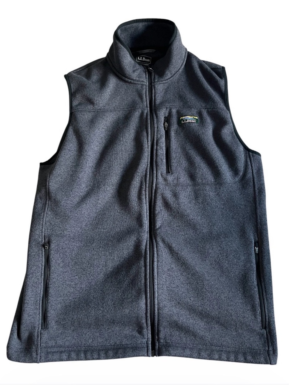 LL Bean Sweater Fleece Vest Mens XL Tall Gray Full Zip Slightly Fitted 510174